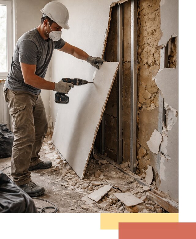 Демонтаж гипсокартона со стен в Тулуне качественно и быстро