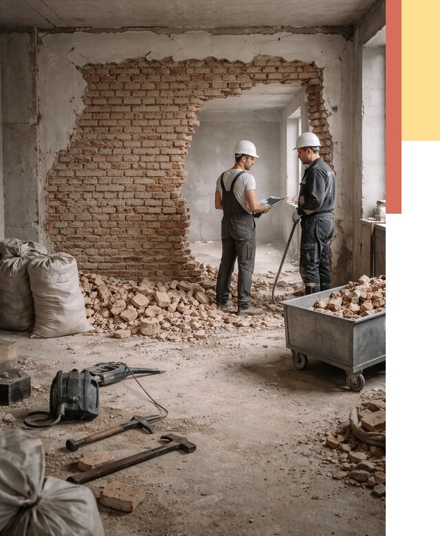 Демонтаж кирпичных стен в Тулуне от 4532 руб. — быстро, недорого, под ключ | ОТДЕЛОЧНИК-Тлн