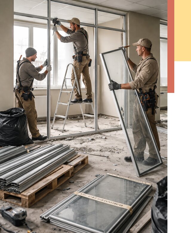 Демонтаж алюминиевых перегородок в Тулуне от 4532 руб. — быстро и недорого | ОТДЕЛОЧНИК-Тлн