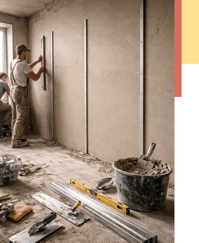 Штукатурка стен по маякам в Тулуне от 5935 руб./м² — выравнивание под ключ | ОТДЕЛОЧНИК-Тлн