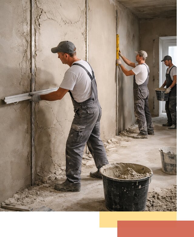 Штукатурка стен по маякам в Тулуне — точная и ровная поверхность