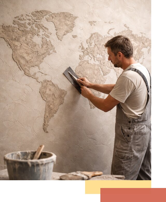 Декоративная штукатурка «Карта мира» под ключ в Тулуне