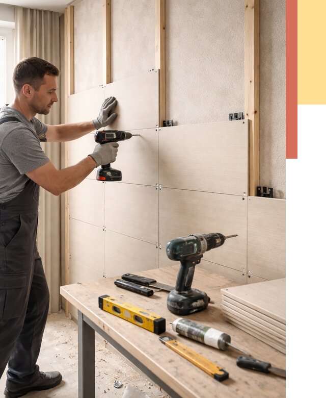 Монтаж МДФ панелей на стены в Тулуне от 1349 руб. под ключ | ОТДЕЛОЧНИК-Тлн