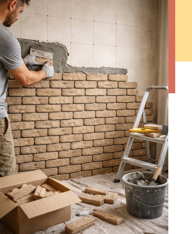 Монтаж декоративного кирпича в Тулуне от 3453 руб./м² — быстро и недорого | ОТДЕЛОЧНИК-Тлн