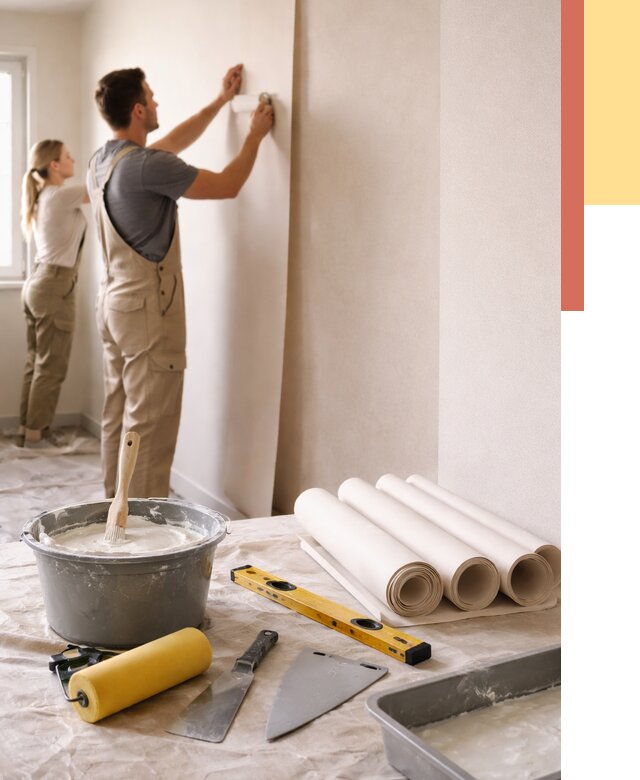 Поклейка бумажных обоев в Тулуне от 5935 руб./м2 — быстро и недорого | ОТДЕЛОЧНИК-Тлн