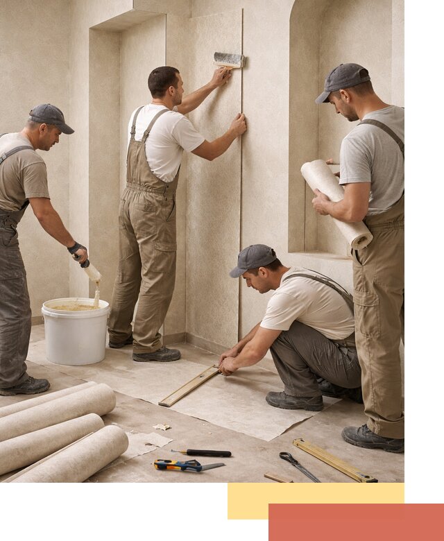 Поклейка обоев на сложные стены и неровные поверхности в Тулуне