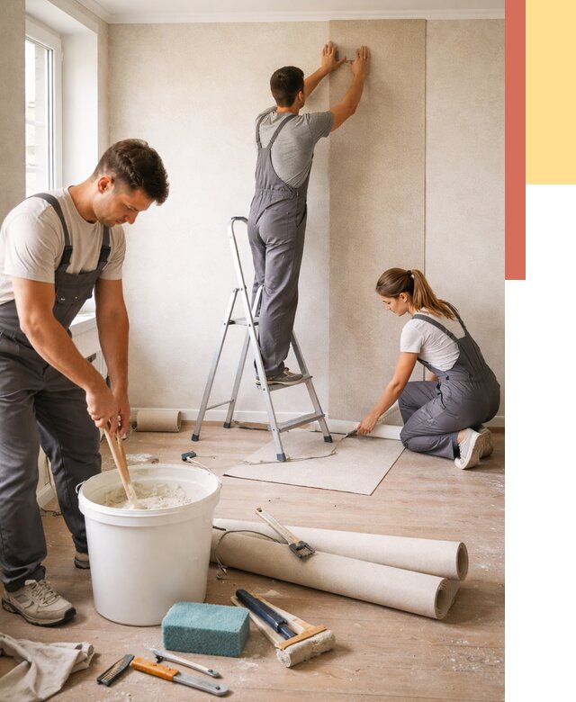 Оклейка стен обоями в Тулуне от 3777 руб/м2 — быстро и недорого | ОТДЕЛОЧНИК-Тлн