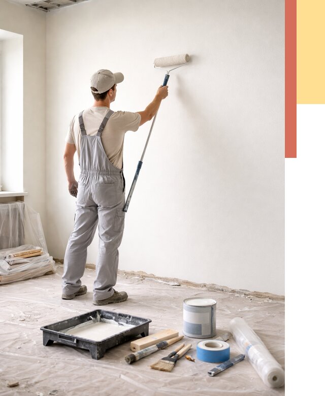 Покраска стен водоэмульсионной краской в Тулуне от 486 руб. за м² | ОТДЕЛОЧНИК-Тлн