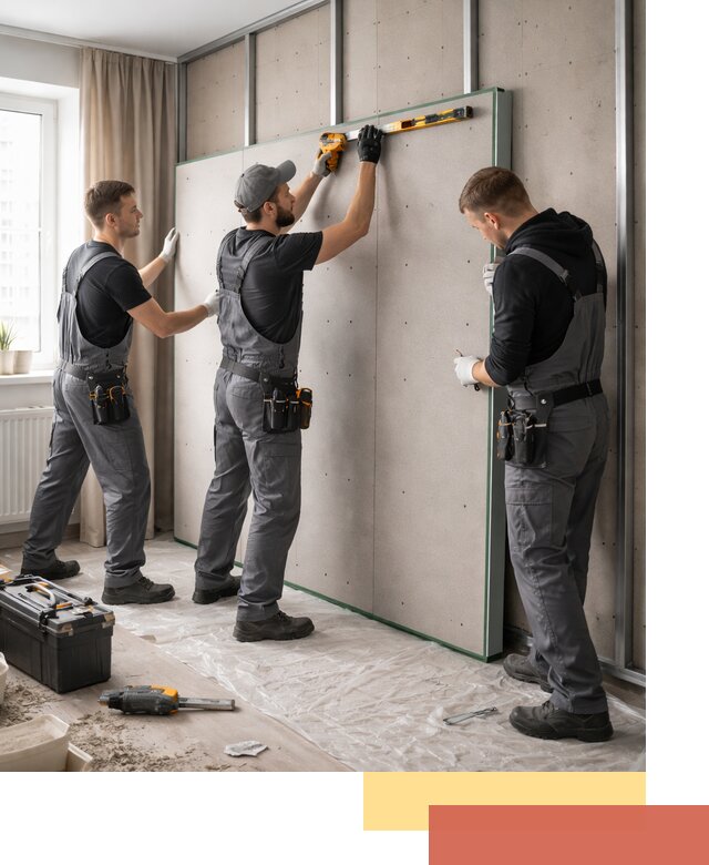 Шумоизоляция стен панелями ЗИПС в Тулуне для жилых и коммерческих помещений