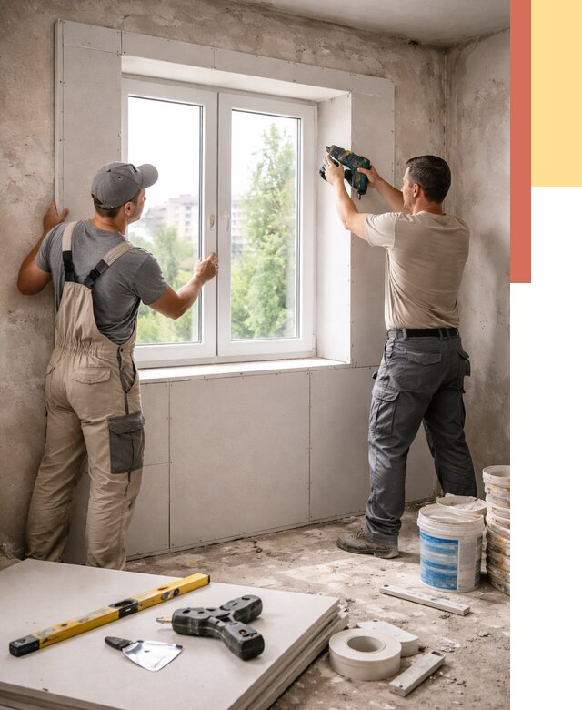 Монтаж откосов из гипсокартона в Тулуне от 4856 руб. под ключ | ОТДЕЛОЧНИК-Тлн