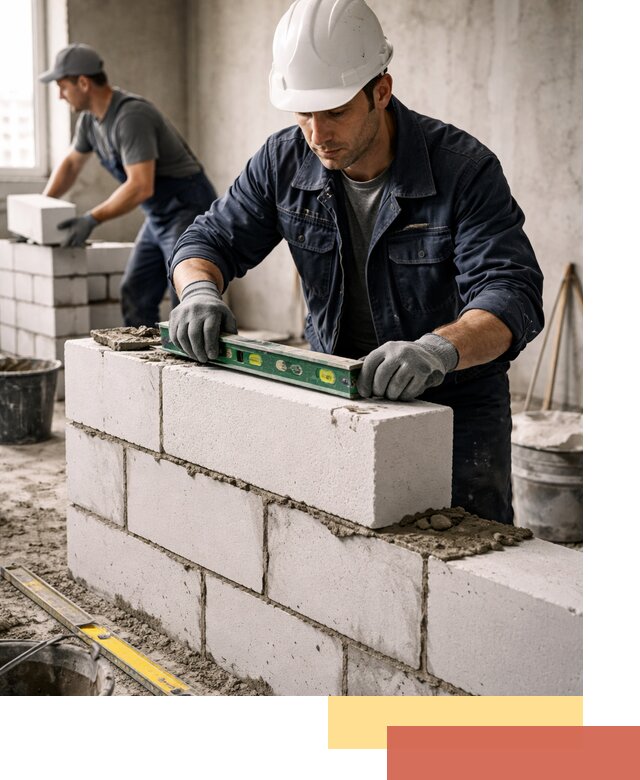 Кладка перегородок из пеноблока под ключ в Тулуне