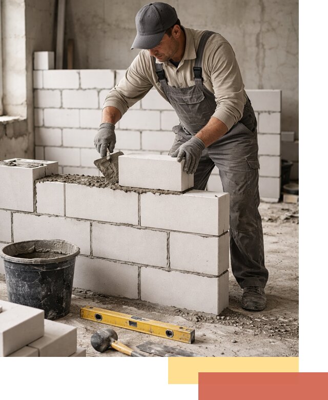 Кладка перегородок из силикатного блока в Тулуне