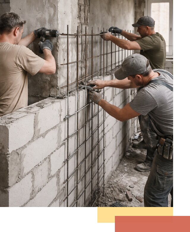 Армирование кладки перегородок в Тулуне профессионально и надёжно