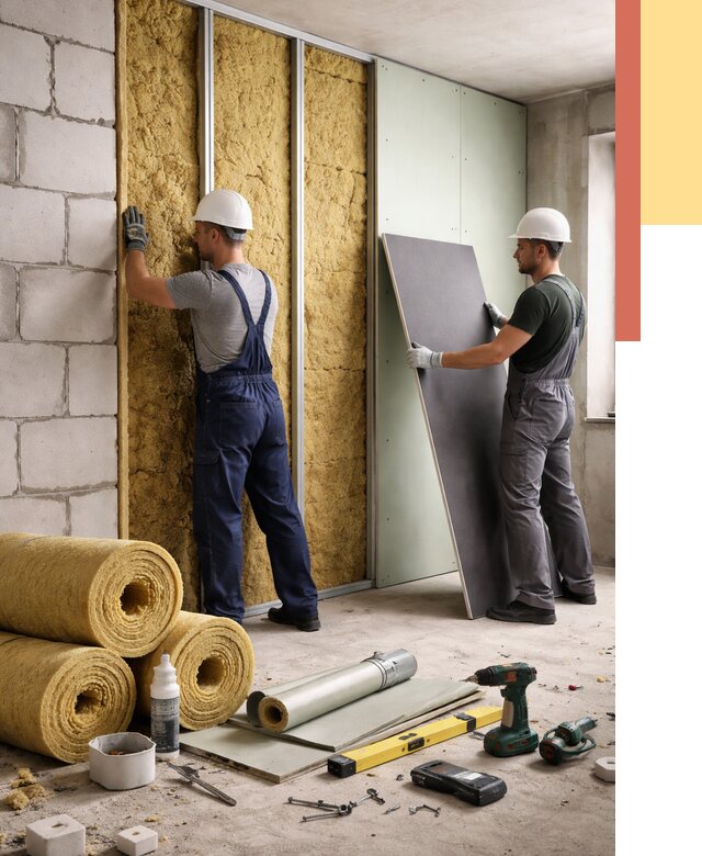 Шумоизоляция перегородок из блоков в Тулуне от 1996 руб./м² — быстро и недорого | ОТДЕЛОЧНИК-Тлн