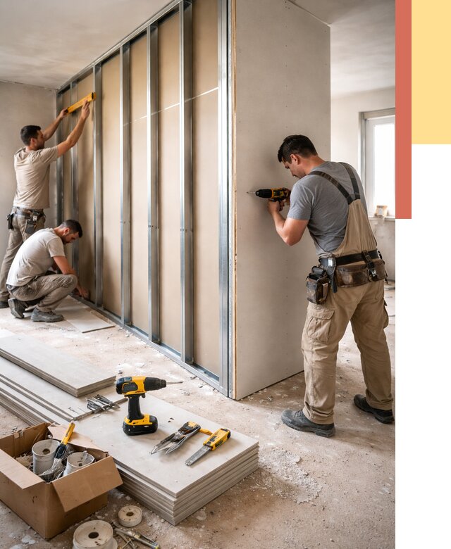 Монтаж однослойной перегородки из гипсокартона в Тулуне от 701 руб. | ОТДЕЛОЧНИК-Тлн