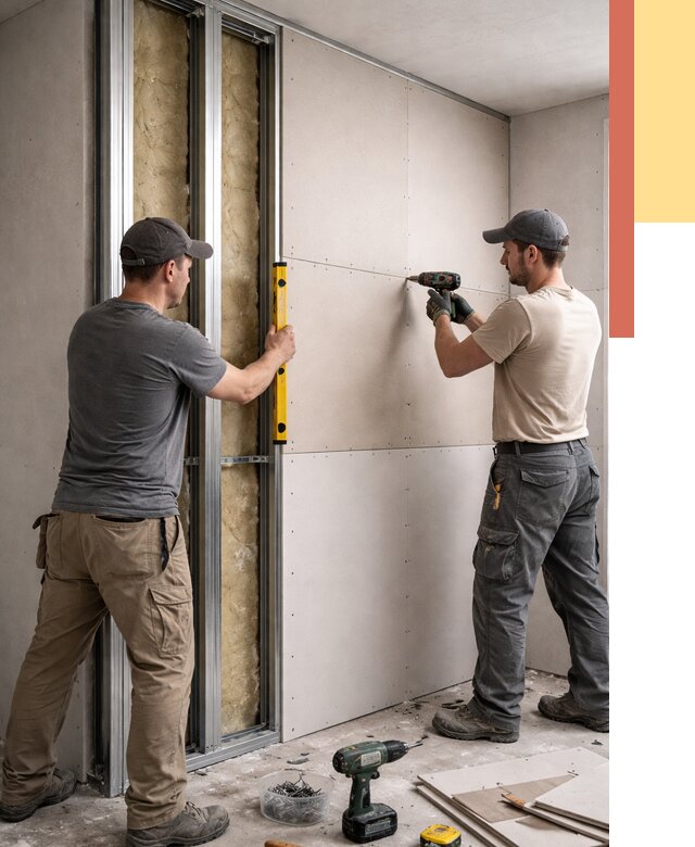 Монтаж двухслойной перегородки из гипсокартона в Тулуне от 1565 руб. | ОТДЕЛОЧНИК-Тлн