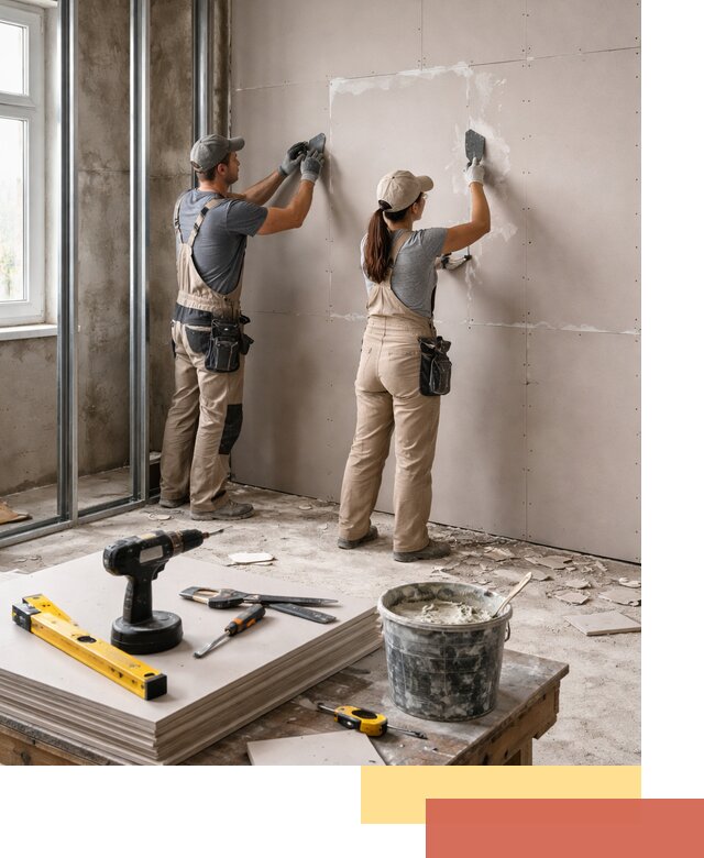 Монтаж двухслойной перегородки из гипсокартона в Тулуне