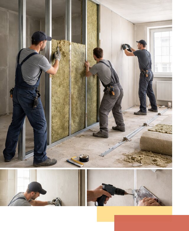 Перегородка из гипсокартона с шумоизоляцией в Тулуне — монтаж под ключ