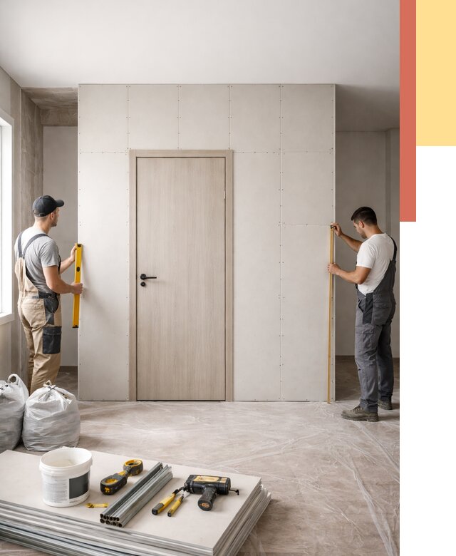 Перегородка из гипсокартона с дверью в Тулуне от 4856 руб. под ключ | ОТДЕЛОЧНИК-Тлн