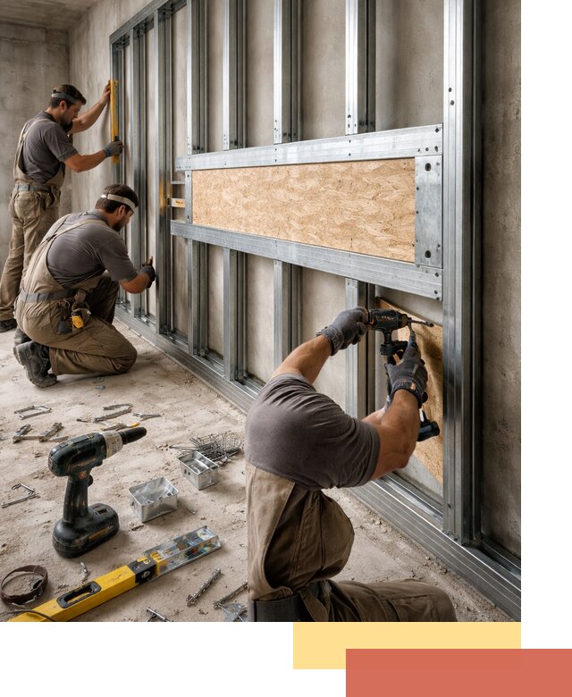 Усиленная перегородка для крепления тяжёлых конструкций в Тулуне