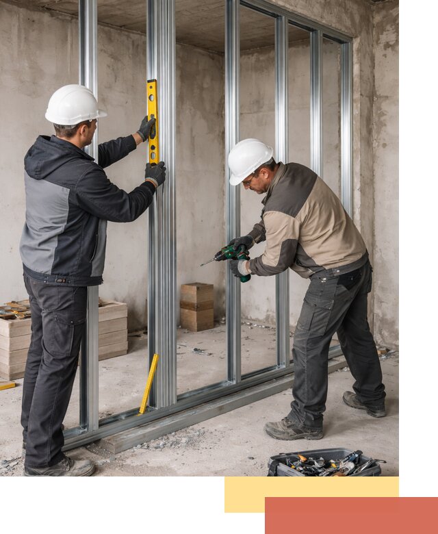 Монтаж каркаса перегородки из профиля в Тулуне