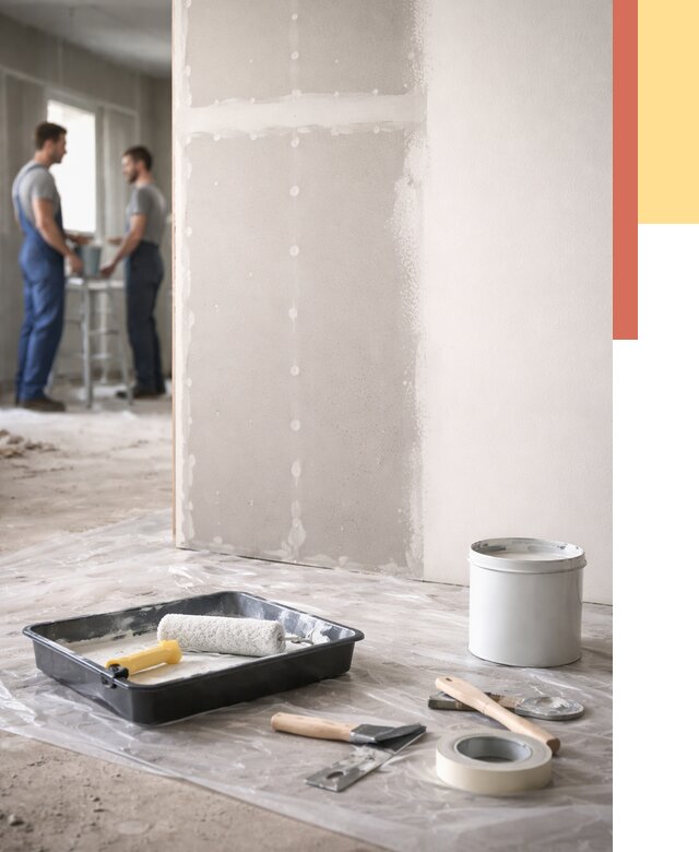 Покраска перегородок из гипсокартона в Тулуне от 4856 руб. под ключ | ОТДЕЛОЧНИК-Тлн