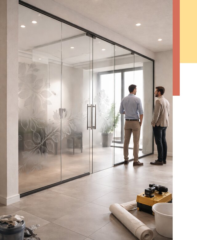 Стеклянные перегородки с рисунком в Тулуне от 13488 руб. монтаж и нанесение | ОТДЕЛОЧНИК-Тлн