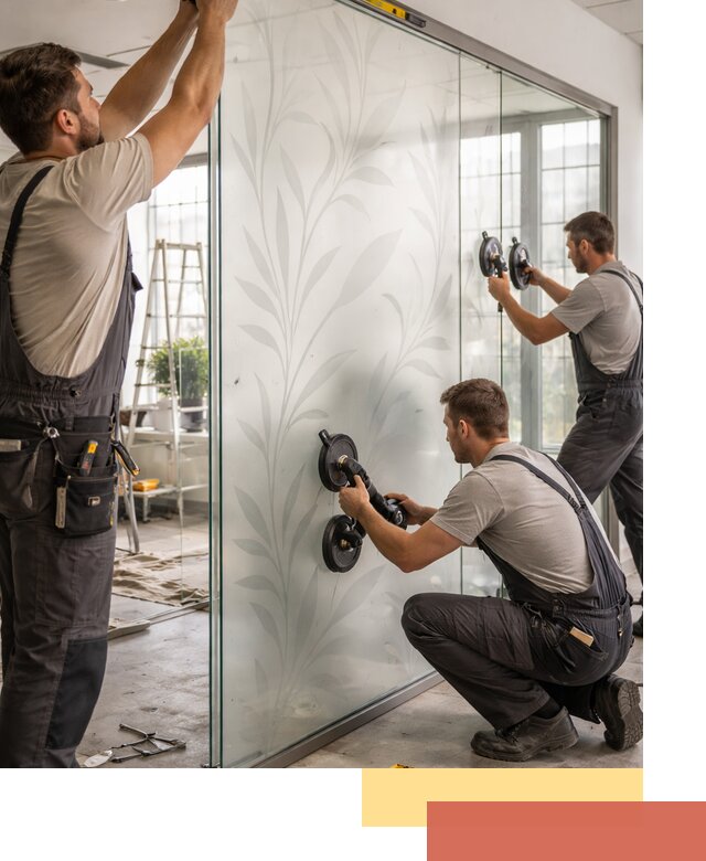 Стеклянные перегородки с рисунком на заказ в Тулуне