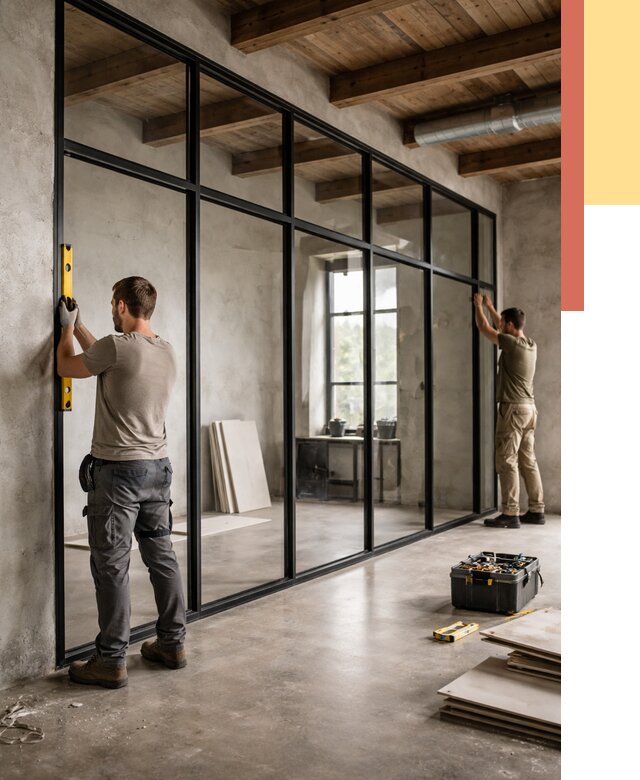 Стеклянные перегородки лофт в Тулуне от 11330 руб. под ключ | ОТДЕЛОЧНИК-Тлн