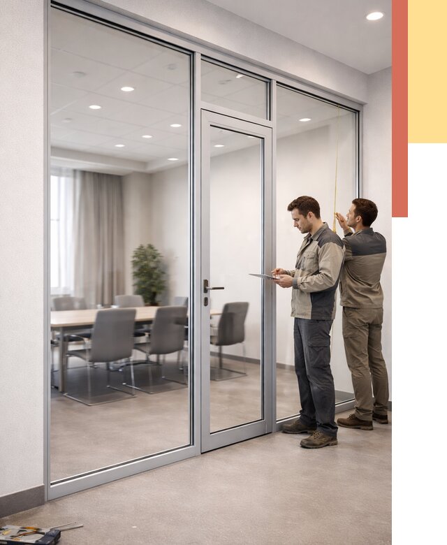 Установка и монтаж алюминиевых перегородок со стеклом в Тулуне от 8848 руб. | ОТДЕЛОЧНИК-Тлн