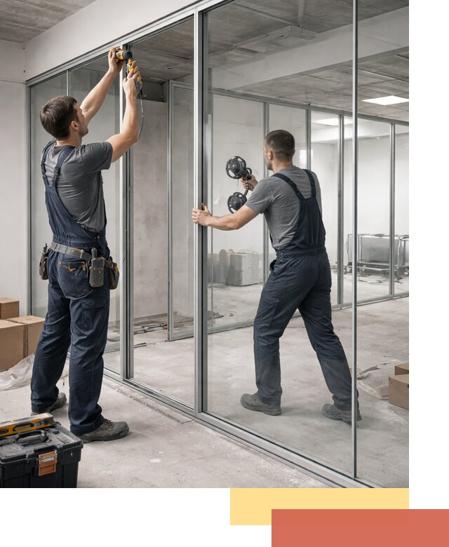 Алюминиевые перегородки со стеклом в Тулуне — изготовление и монтаж