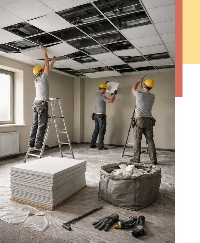 Демонтаж потолка Армстронг в Тулуне от 4856 руб. быстро и недорого | ОТДЕЛОЧНИК-Тлн