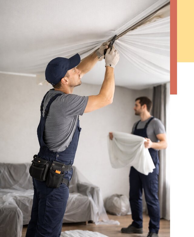 Демонтаж натяжного потолка в Тулуне от 4856 руб. — снятие и разбор под ключ | ОТДЕЛОЧНИК-Тлн