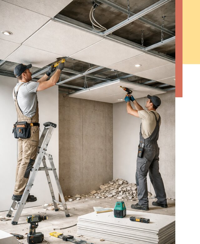 Монтаж акустического потолка в Тулуне от 7014 руб/м2 — быстро и недорого | ОТДЕЛОЧНИК-Тлн