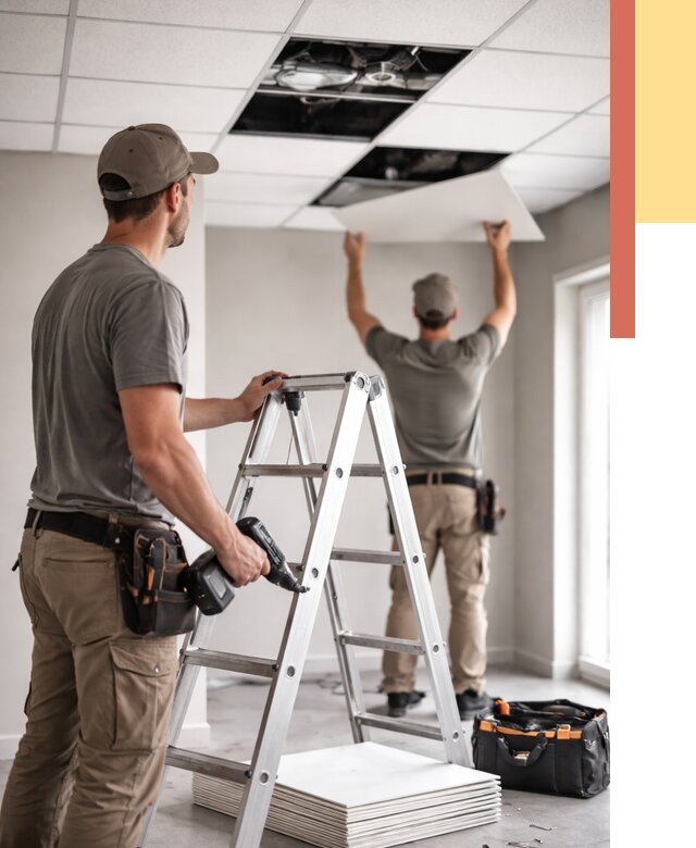 Обслуживание подвесного потолка в Тулуне от 3777 руб. — быстро и недорого | ОТДЕЛОЧНИК-Тлн