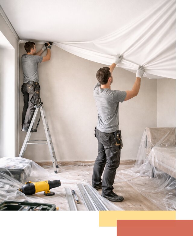 Монтаж тканевого натяжного потолка в Тулуне недорого и быстро