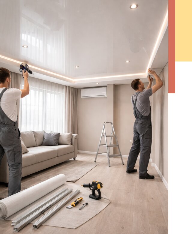 Монтаж глянцевого натяжного потолка в Тулуне от 809 руб. под ключ | ОТДЕЛОЧНИК-Тлн