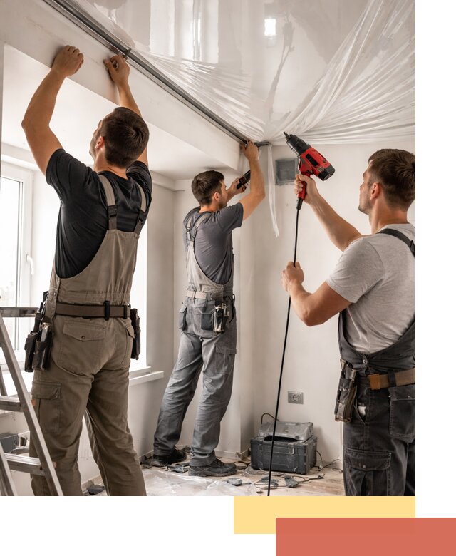 Монтаж глянцевого натяжного потолка в Тулуне быстро и качественно