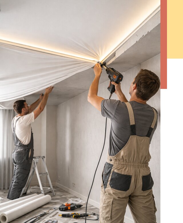 Монтаж натяжного потолка с подсветкой в Тулуне от 1025 руб. | ОТДЕЛОЧНИК-Тлн