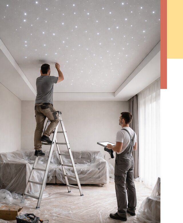 Монтаж натяжного потолка «звездное небо» в Тулуне от 7014 руб. | ОТДЕЛОЧНИК-Тлн