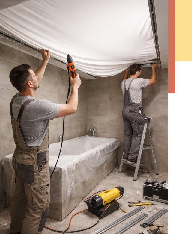 Монтаж натяжного потолка в ванной в Тулуне от 1295 руб. под ключ | ОТДЕЛОЧНИК-Тлн