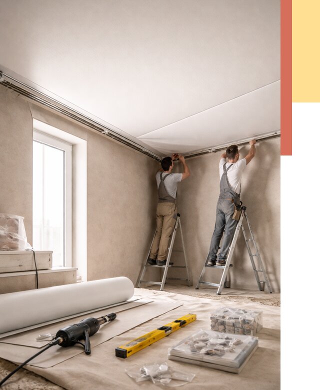 Монтаж натяжного потолка в спальне в Тулуне от 4100 руб. под ключ | ОТДЕЛОЧНИК-Тлн