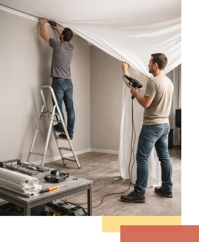 Монтаж натяжного потолка в студии в Тулуне