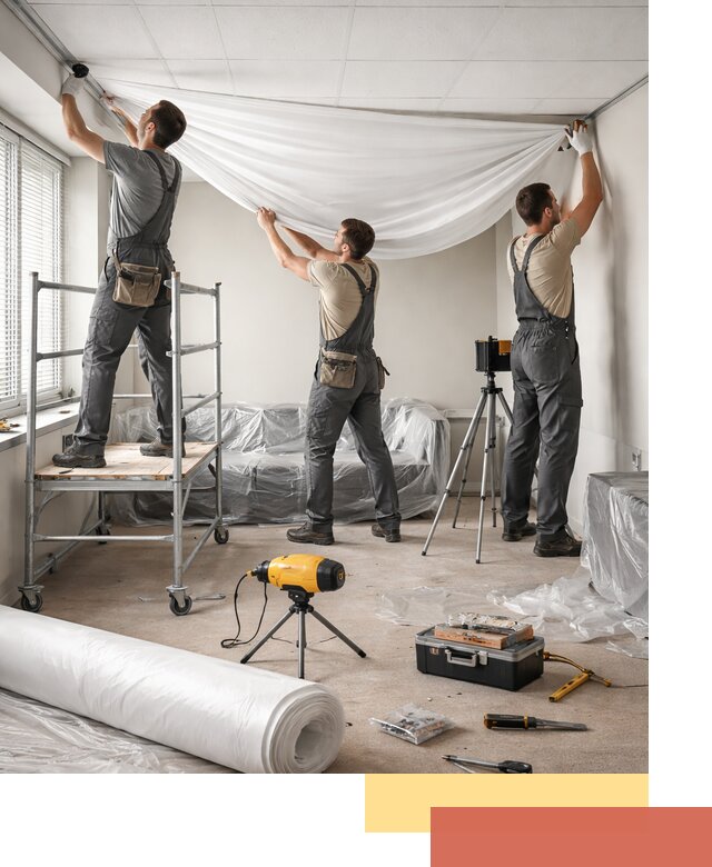 Монтаж натяжного потолка в офисе в Тулуне