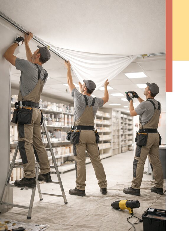 Монтаж натяжного потолка в магазине в Тулуне от 4856 руб. быстро и недорого | ОТДЕЛОЧНИК-Тлн