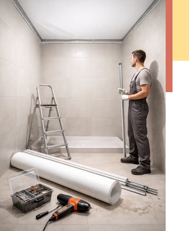 Монтаж натяжного потолка в санузле в Тулуне от 1996 руб. — ОТДЕЛОЧНИК-Тлн