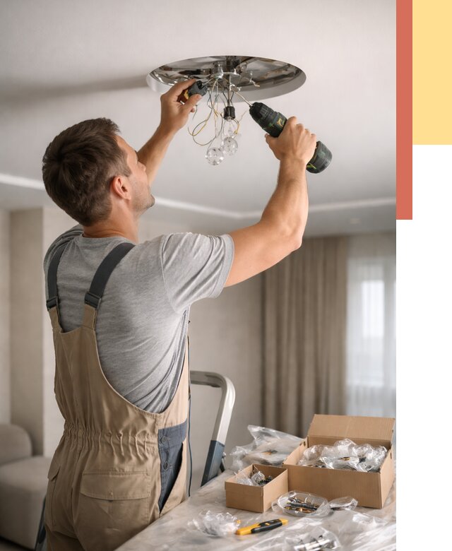 Установка люстры в натяжной потолок в Тулуне от 1295 руб. | Быстро и недорого — ОТДЕЛОЧНИК-Тлн