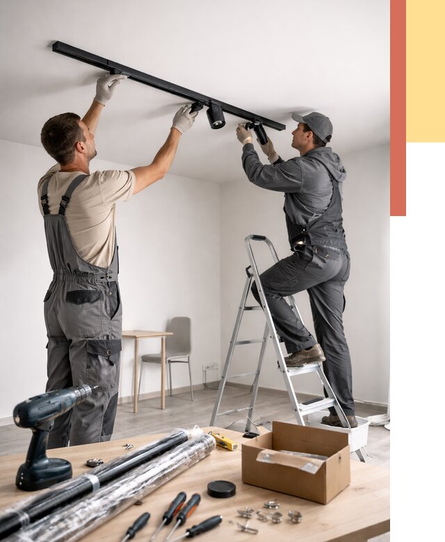 Установка трековых светильников в натяжной потолок в Тулуне от 4532 руб. | ОТДЕЛОЧНИК-Тлн