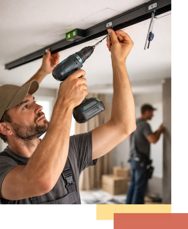 Установка трековых светильников в натяжной потолок в Тулуне