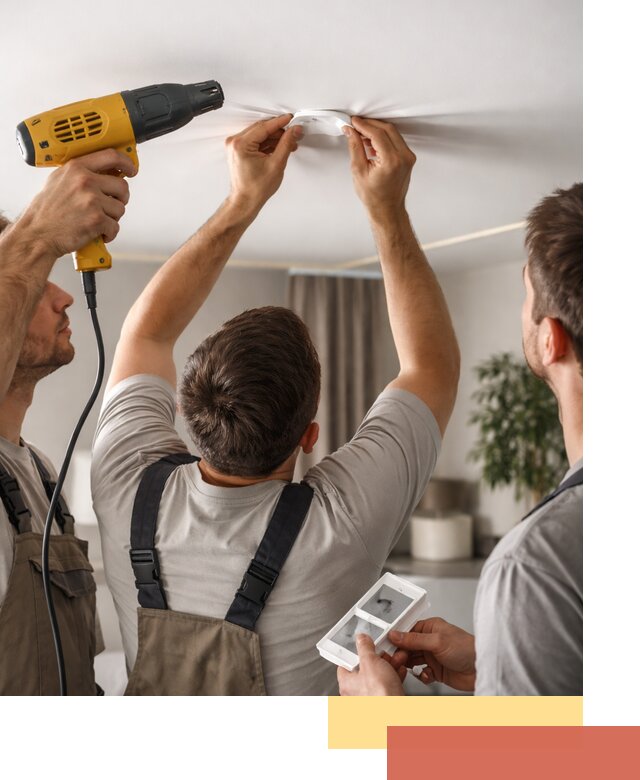 Ремонт прокола полотна натяжного потолка в Тулуне